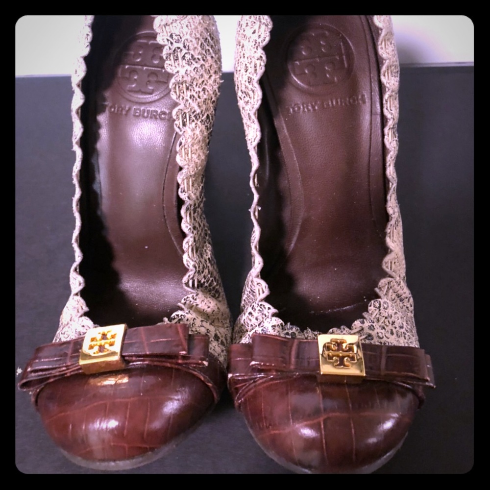 Tory Burch Brown Snake Skin Heels
